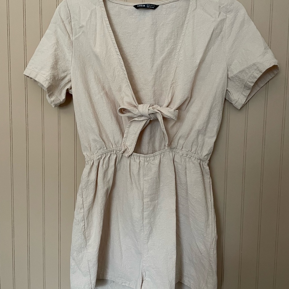 Tan Shein Front Tie XS Romper